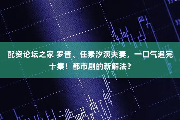 配资论坛之家 罗晋、任素汐演夫妻，一口气追完十集！都市剧的新解法？